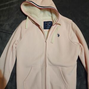 U.S. Polo Assn. Light Pink Zip-Up Hoodie with Embroidered Logo